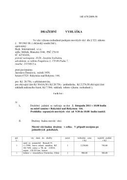 DRAŽEBNÍ VYHLÁŠKA I. - Městys Rokytnice nad Rokytnou