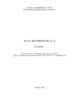 ACTA MATHEMATICA 13 - Katedra matematiky FPV UKF v Nitre
