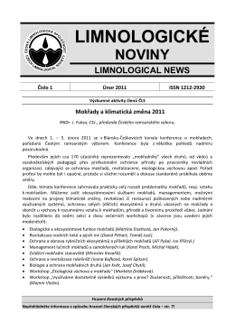 LIMNOLOGICKÉ NOVINY - Česká limnologická společnost