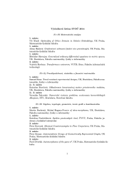 Výsledková listina SVOČ 2014 S1+S2 Matematická analýza 1. místo