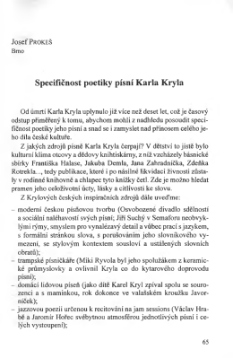 Specifićnost poetiky pisni Karla Kryla