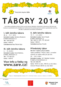 Letní tábory 2014 - Pionýrská skupina Záře