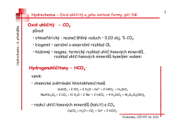 CO 2 a jeho iont. formy, pH, NK. Tlumivá kapacita