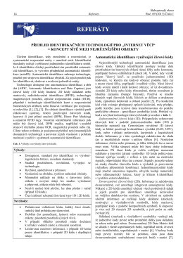 PŘEHLED IDENTIFIKAČNÍCH TECHNOLOGIÍ PRO „INTERNET VĚCÍ“