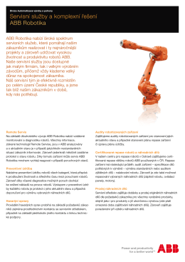 Servisní služby a komplexní řešení ABB Robotika