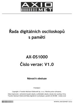Řada digitálních osciloskopů s pamětí AX-DS1000 Číslo