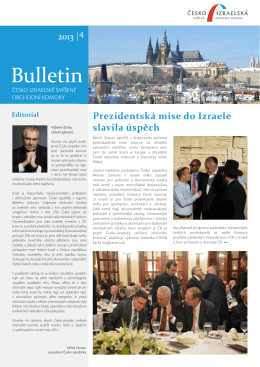 Bulletin ČISOK 2013/4 - Česko-izraelská smíšená obchodní komora