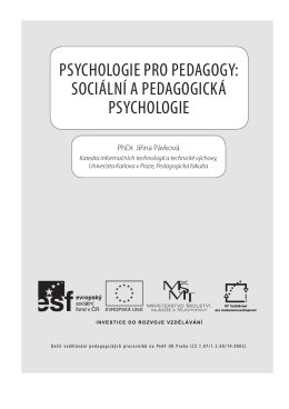 sociální a Pedagogická Psychologie