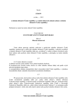 Znění návrhu novely zákona o státním občanství
