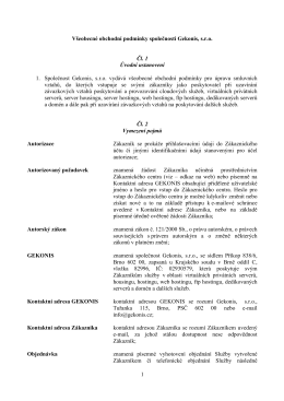 1 Všeobecné obchodní podmínky společnosti Gekonis, s.r.o. Čl. 1