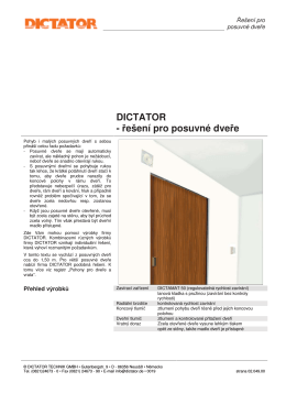DICTATOR - řešení pro posuvné dveře - Technicke