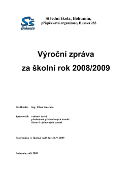 Výroční zpráva za školní rok 2008/2009
