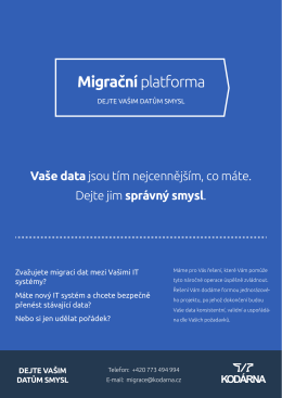 Produktový list - Migrační platforma