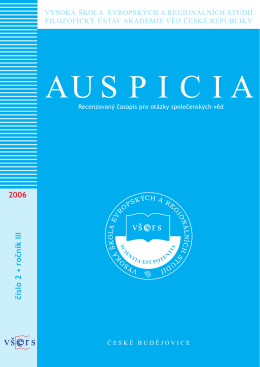 Recenzovaný časopis pro otázky společenských věd Auspicia 2006/2