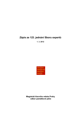 Zápis ze 123. jednání Sboru expertů - Odbor památkové péče