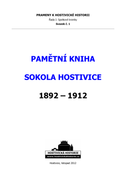 - Pamětní kniha Sokola Hostivice 1892-1912