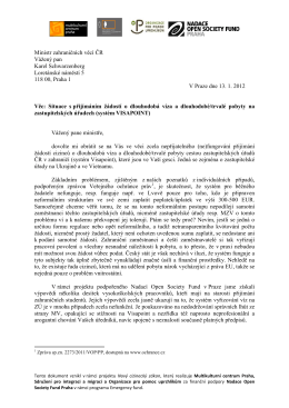 Dopis ministru Schwarzenbergovi k systému Visapoint-1