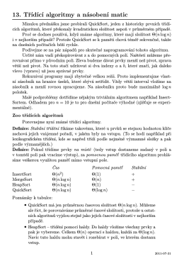 Třídicí algoritmy a násobení matic