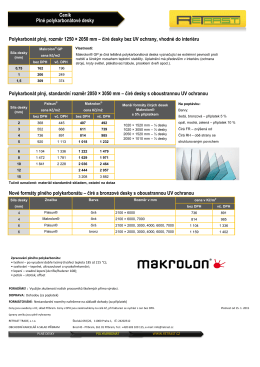Ceník - MAKROLON - Plné polykarbonátové desky