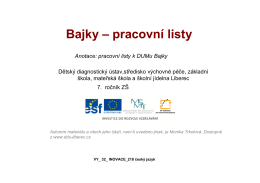 Bajky – pracovní listy - Dětský diagnostický ústav a SVP Liberec