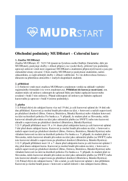 Obchodní podmínky MUDRstart – Celoroční kurz