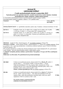 Ceník narkotizačních zbraní a spotřebního materiálu