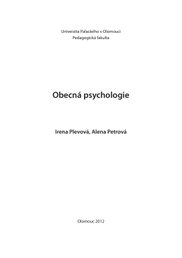Obecná psychologie Irena Plevová, Alena Petrová
