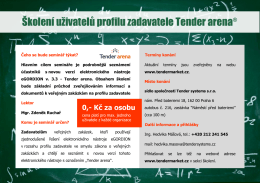 Školení uživatelů profilu zadavatele Tender arena®