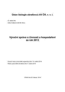 Výroční zpráva 2013 - Ústav biologie obratlovců, vvi