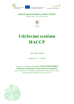Udržování systému HACCP - Okresní hospodářská komora Třebíč