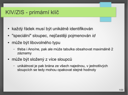 KIV/ZIS - primární klíč