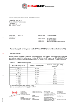 Approval upgrade for Vinylester product “Pattex CF 920”(internal