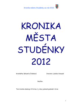 Kronika města Studénky za rok 2012
