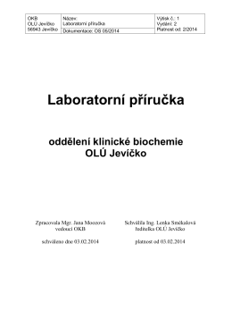 Laboratorní příručka OKB - odborný léčebný ústav jevíčko