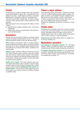 Horizontální článková čerpadla nízkotlaká CHE Použití Konstrukce