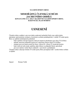 usnesení a zápis z jednání (pdf) - Jachetní oddíl, TJ Lodní sporty Brno