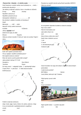 Pracovní list Austrálie a Oceánie pro 2.D