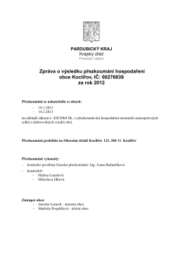 Zpráva o výsledku přezkoumání hospodaření obce Koclířov, IČ