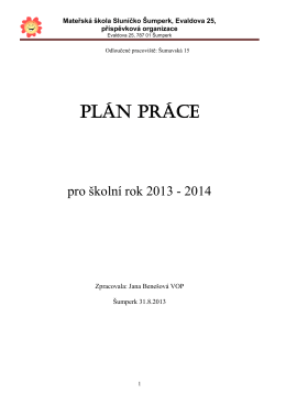 Plán práce - Evaldova 25