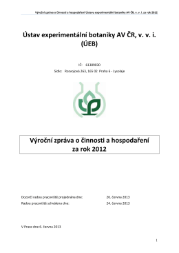 Výroční zpráva 2012 - Institute of Experimental Botany AS CR