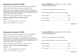 Matematický seminář TAKTIK Matematický seminář TAKTIK