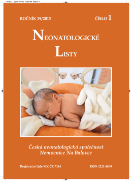 Ročník 19 - 2013 - číslo 1 - Česká Neonatologická Společnost