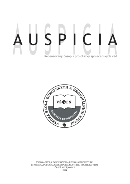 Recenzovaný časopis pro otázky společenských věd Auspicia 2004/2
