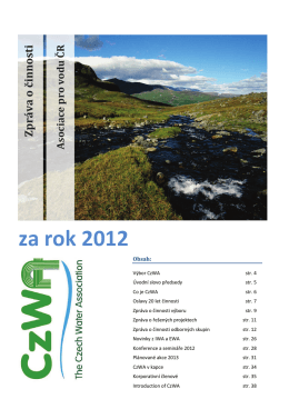 Zpráva o činnosti Asociace pro vodu ČR za rok 2012