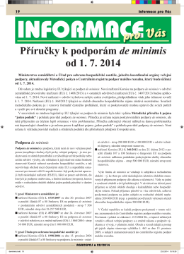 Příručky k podporám de minimis od 1. 7. 2014