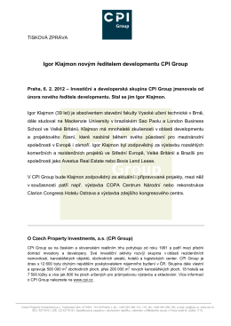 Igor Klajmon novým ředitelem developmentu CPI Group
