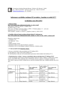 Informace o průběhu realizace EU projektu „Joachim ve světě ICT