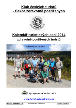 Kalendář ZdP 2014 - Sekce ZdP turistů KČT