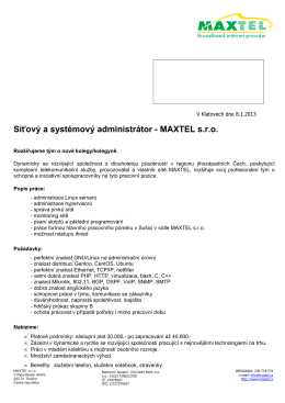 Síťový a systémový administrátor - MAXTEL s.r.o.