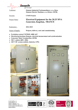 Electrical Equipment for the 20.25 MVA Generator, Kogeban, FRANCE